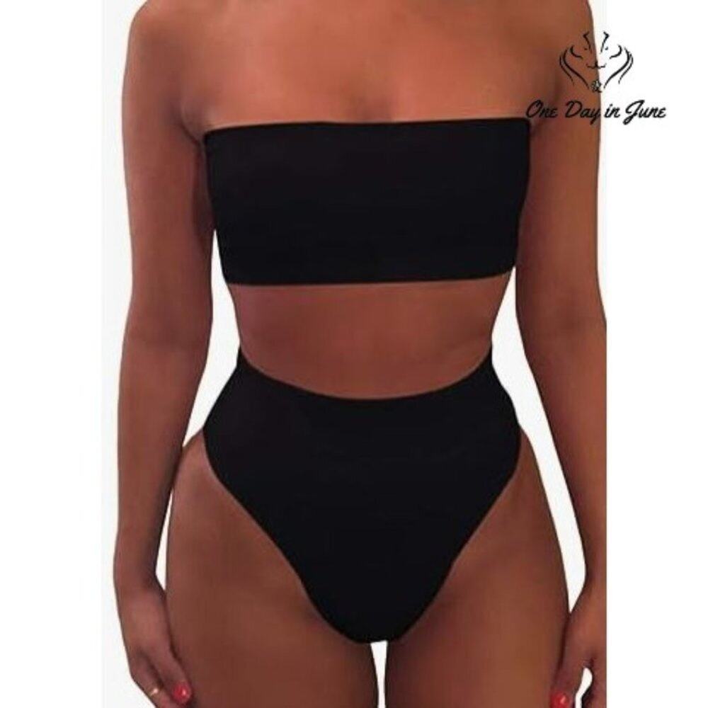 Pink Queen Removable Strap Bandeau Bikini Swimsuit Size M